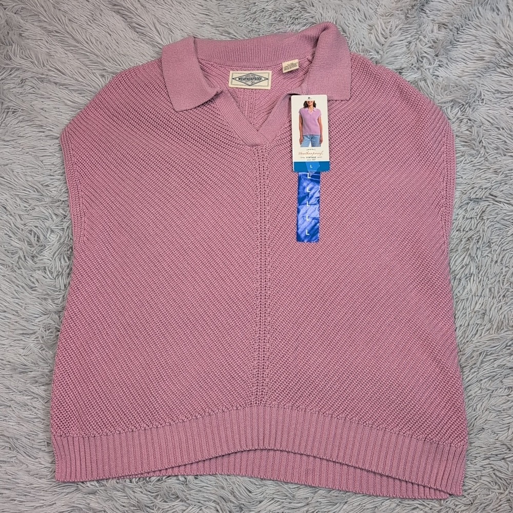 Original Weatherproof Sweater Vest Womens L Pink Preppy Comfort Career New